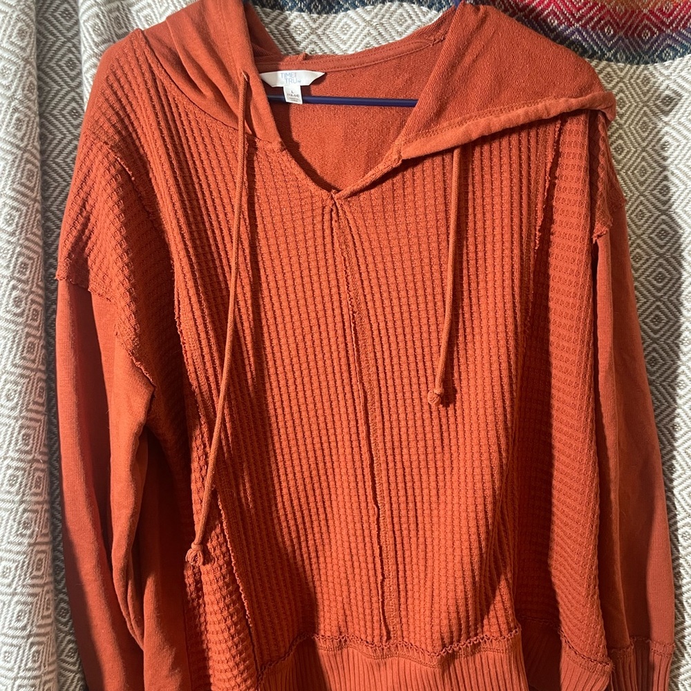 Time and Tru Orange V-Neck Sweater